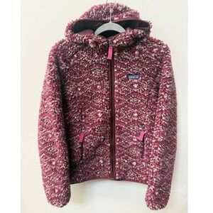Patagonia Retro-X Pink Purple Fleece Teddy Zip Hood Jacket Womens Size M